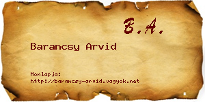 Barancsy Arvid névjegykártya
